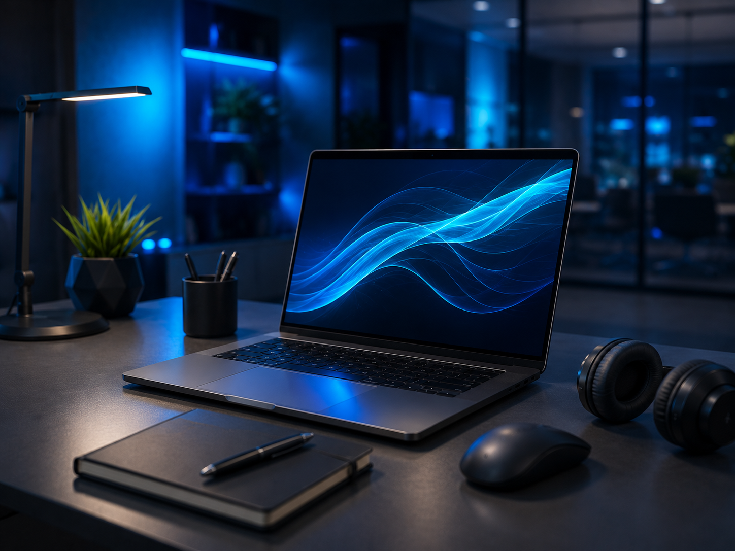Laptop on a desk
